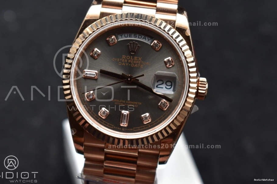 Diamond 671 36 Dial President vr3255 Steel with QF Original Edition V5 Grey Bracelet 904L RG Best Weight) on (Gain Square DayDate 0306